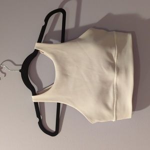 White Ribbed High Neck Long Line Lululemon Sportsbra